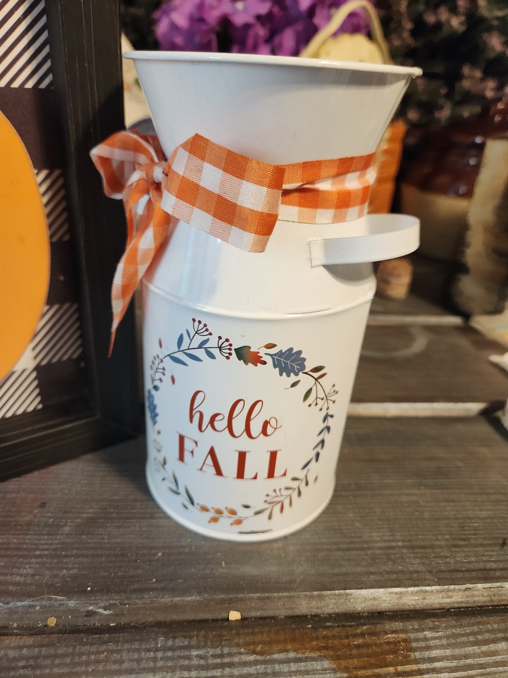 Fall Decor Framed Pumpkin & Hello Fall Milk Pitcher Vase - Picture 3 of 4
